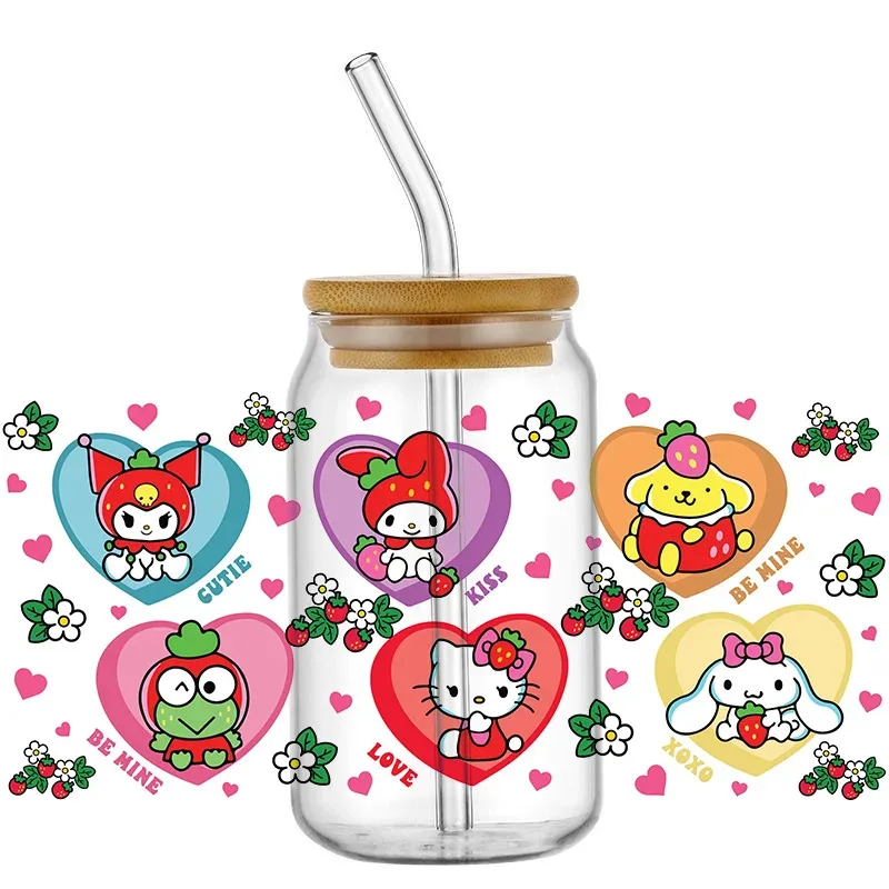 

Hot Cartoon Hello kitty and friend Sticker UV DTF Transfer for Wraps 16 OZ Glass Cups Cans Kitty DIY Waterproof Custom Decals