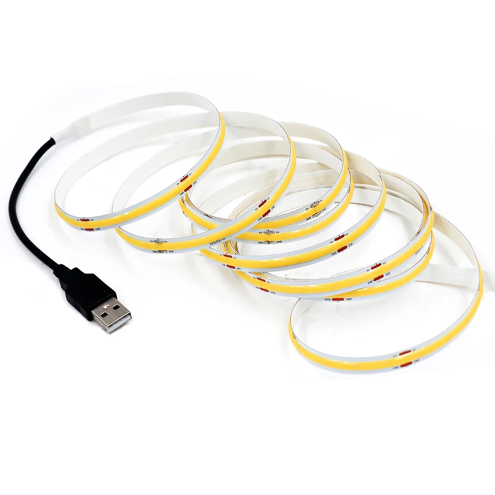 5V USB LED COB Strip Light USB Powered 320 Led illuminazione lineare ad alta densità luci a nastro a LED flessibili decorazioni per la casa retroilluminazione TV