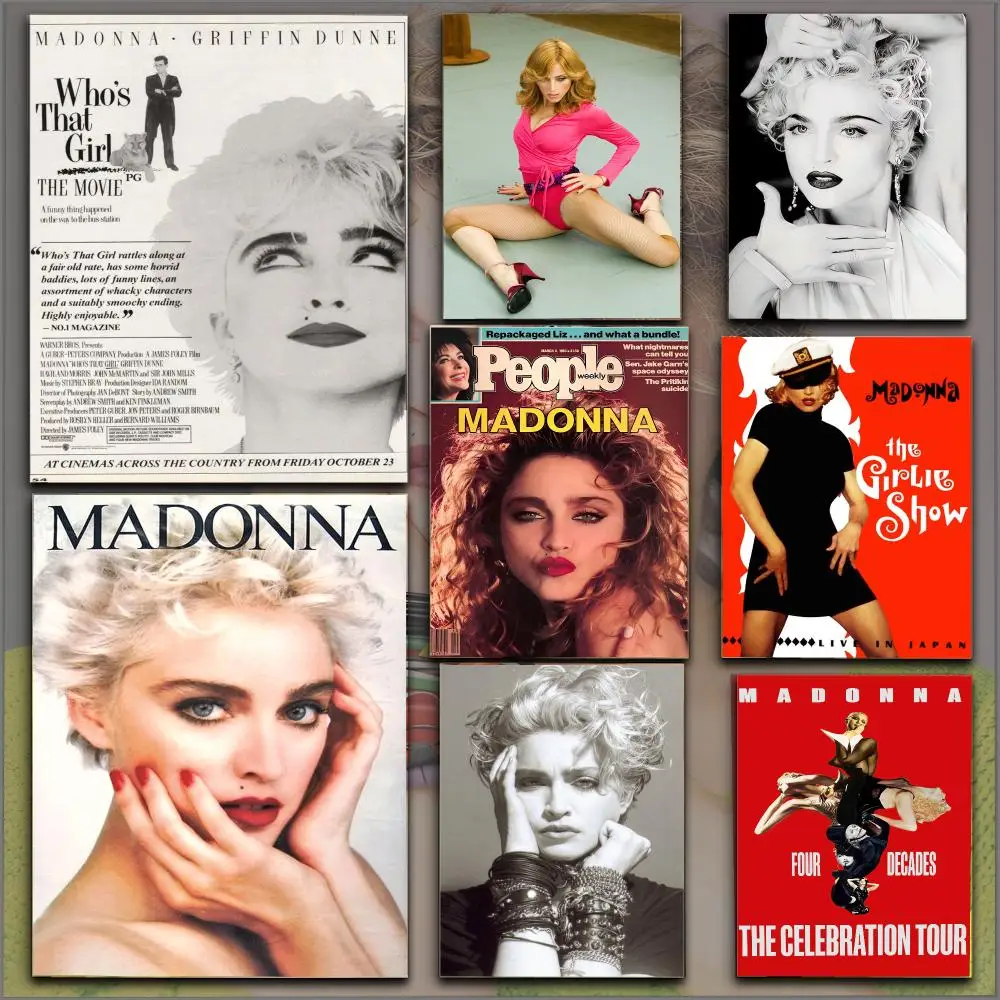 M-Madonna Singer Poster Peel and Stick Matte Self Adhesive PVC Easy Apply Removable Waterproof Frameless Home Decor