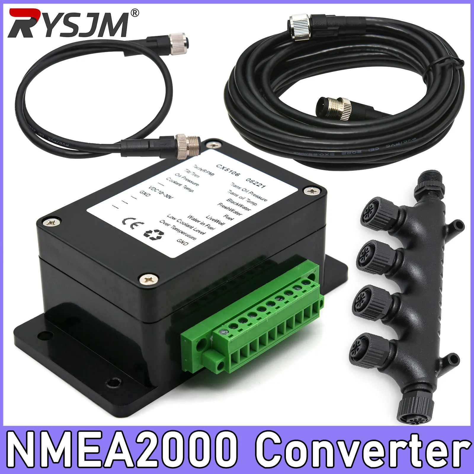 NMEA2000 Converter NMEA 2000 Starter Kit Balck for Marine Boat Yacht Tank Gauge CX5106 CX5010 0.5 Meter Line Accessories Tool