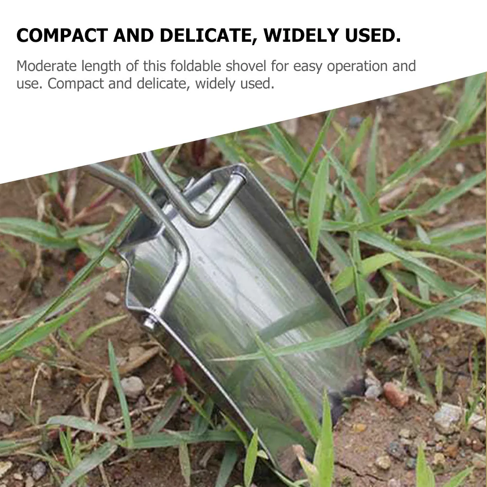 Gardening Foldable Shovel Stainless Steel Compact Lightweight Portable Spade for Camping Hiking Fishing Emergency Survival Use