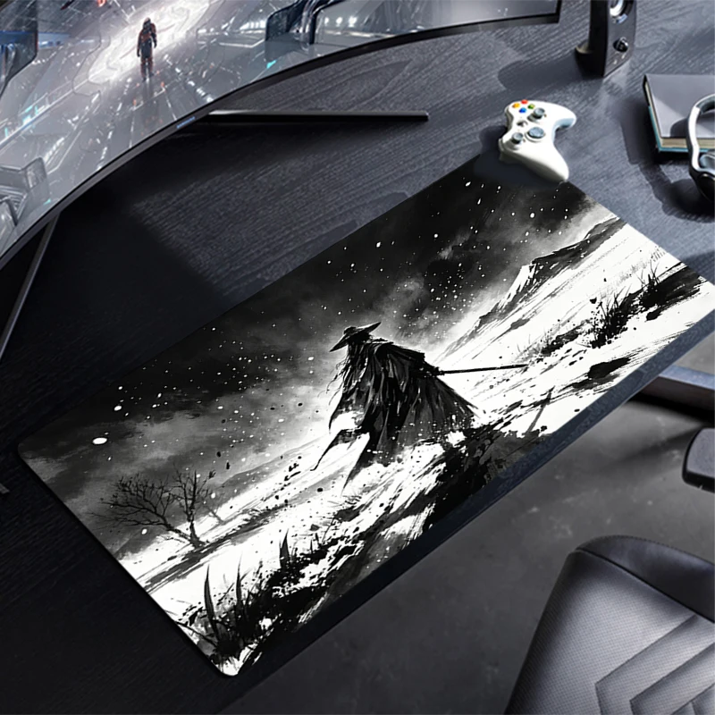 Mouse Pad Ink Swordsman Gaming Accessories PC Gamer Alfombrilla Xxl Computer Desk Mat Laptop Varmilo Keyboard Mousepad