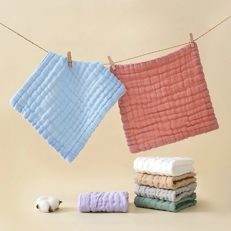 

6 Layer 100% Soft Cotton Muslin Cloths for Baby Burp Solid Color Face Hand Towel Newborn Soft Gauze Squares Towel for Toddler
