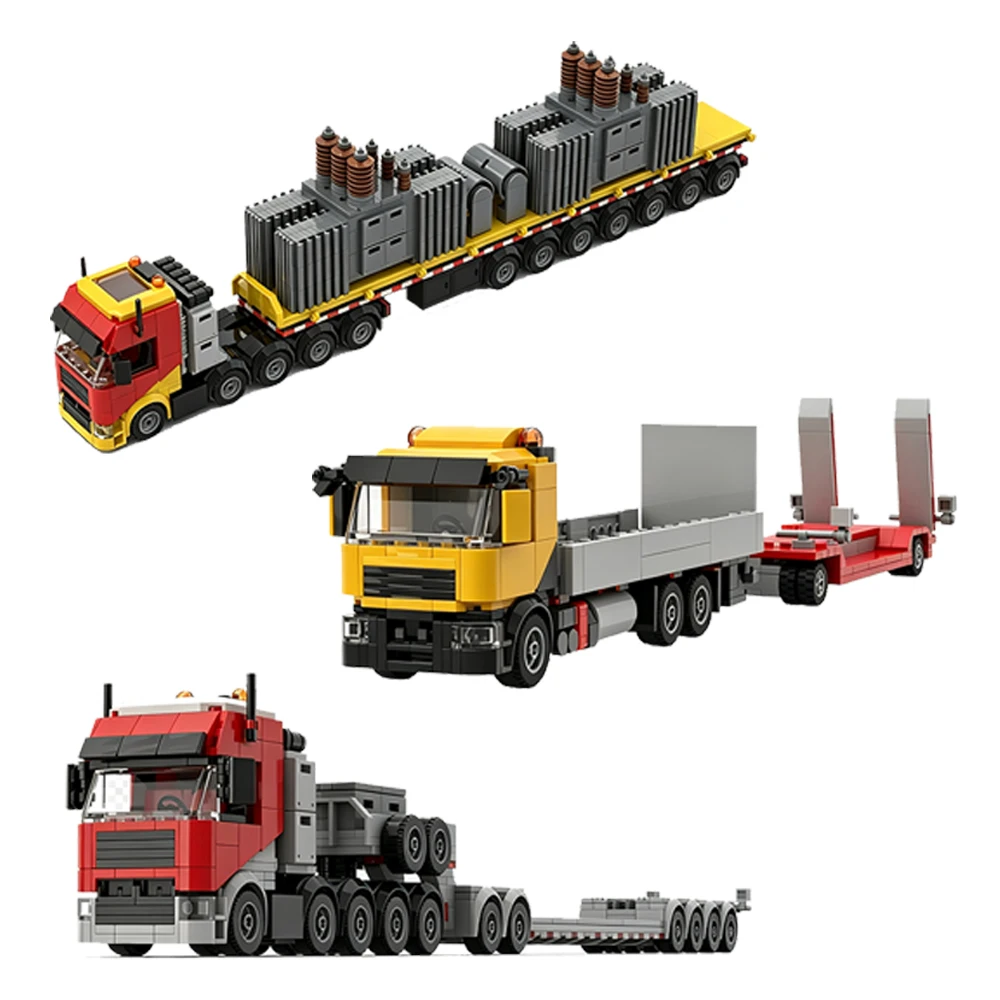 Neues MOC Stadt-Transport-LKW-Anhänger-Modell Bausteine DIY Modulares Mini-Traktor Technisches Montage-Spielzeug Sammlerstück für Erwachsene