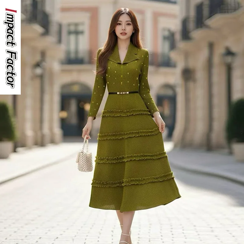 miyake-design-robe-blanche-mode-temperament-robe-longue-2026-haut-sens-maigre-longue-nouvelle-robe