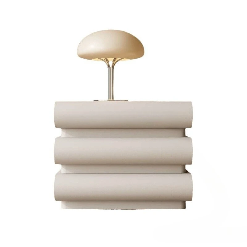 

New Internet celebrity cream style white bedside table, wooden bedside storage