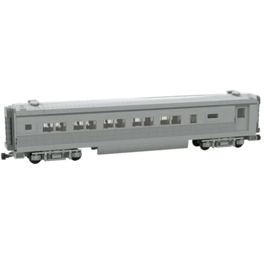 

Строительный комплект для парового поезда, 7 широких Santa Fe Seat Coach, пассажирский поезд, кирпичи, модель, креативные строительные блоки MOC для взрослых, 1223 шт.