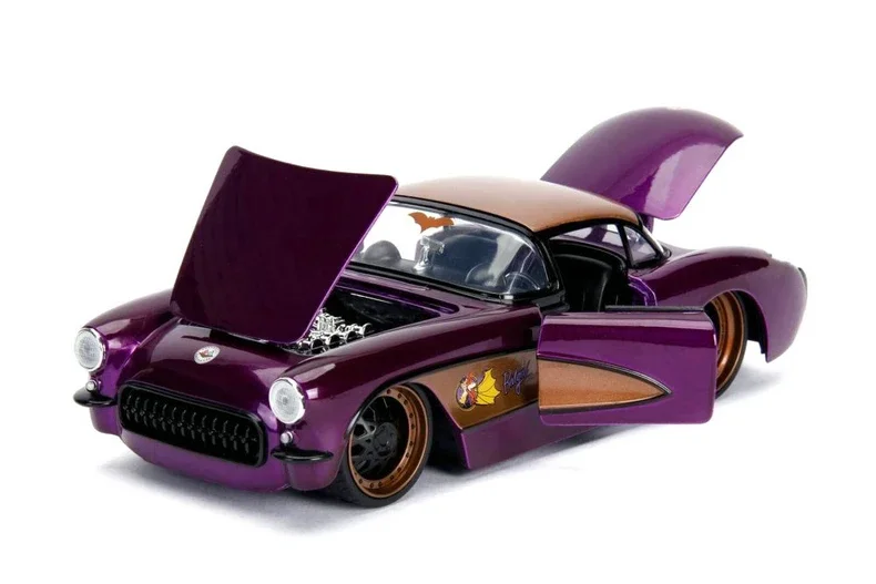 Jada 1:24 Violet Chari 1957 Muscle Scale Diecast Alloy Cat Girl And Car Model Metal Car Collection Display Decorations