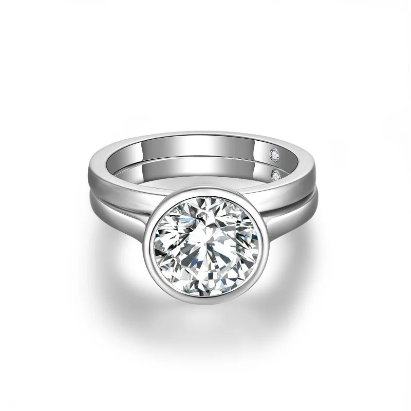 

ZFSILVERFashion Роскошное классическое высококачественное серебро 925 пробы с муассанитом, круглое двойное кольцо, подвеска, женские аксессуары, ювелирные изделия, подарок R3-0608