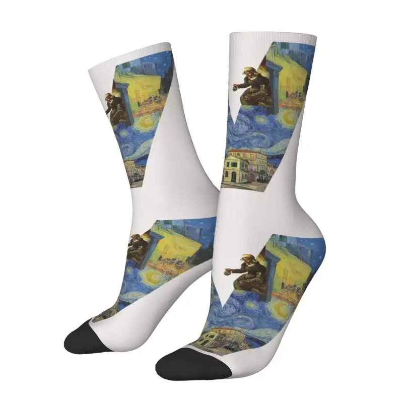 

Custom Vincent Van Gogh Collage Men's Crew Socks Unisex Fashion Art Painting Spring Summer Autumn Winter Dress Socks