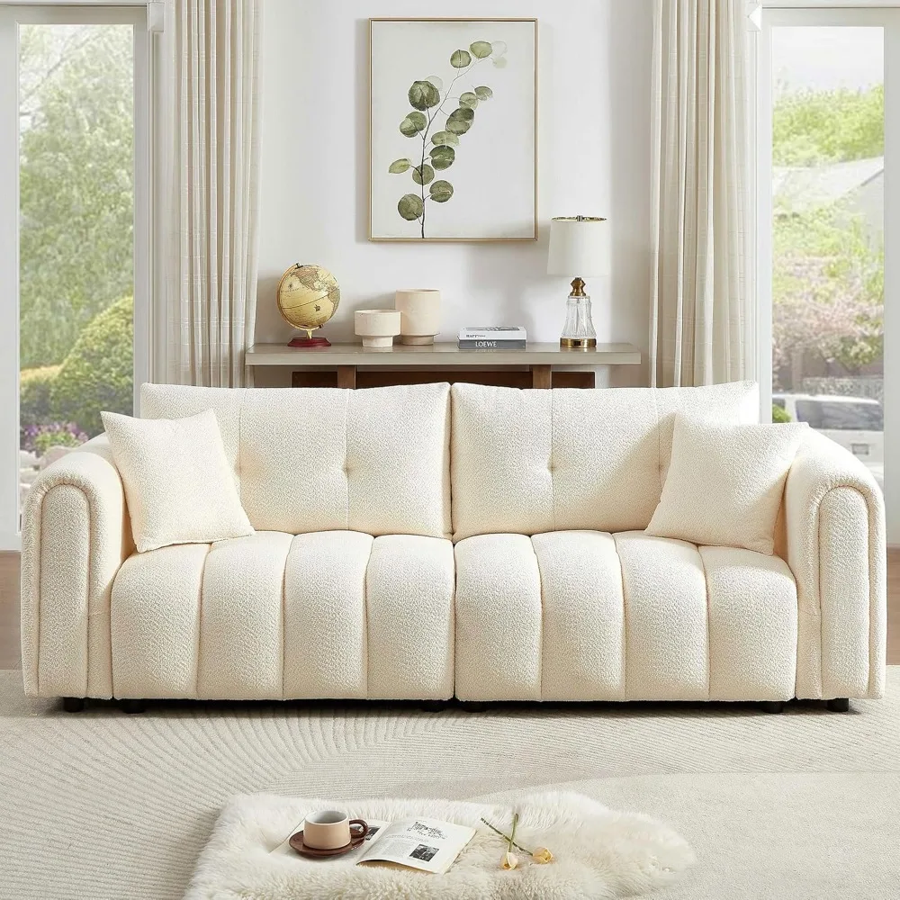 

91.5" Modern Bubble Sofa Couch w/Medium Firm Seat Cushion and Deep Seats & Chenille Fabric, 3 Seater Couch Sofa for Living