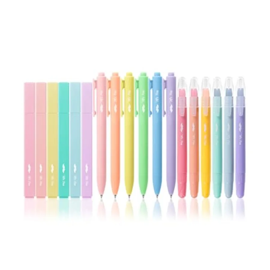 

- Aesthetic Highlighters and Gel Pens, 18 Pack Pastel Colors Bible Highlighters No Bleed, Colored Ink Gel Pens, Fast Dry and No