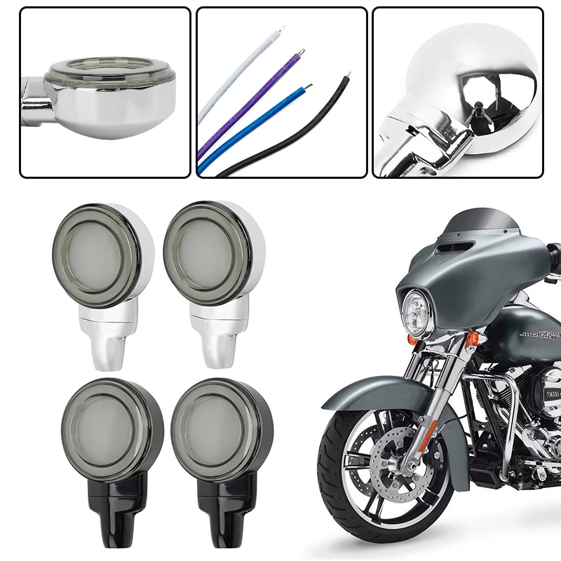 

Smoked LED Turn Signal Lights For Harley 1999-later Heritage Softail Classic FLSTC 2001-later Touring Flat Lens Blinker Lights