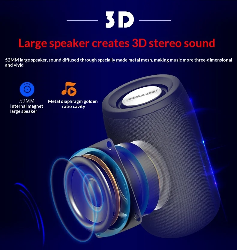 Zealot S32 Bluetooth Wireless Outdoor Portable Subwoofer Speaker Dual Pairing Wireless Bluetooth Mini Speaker