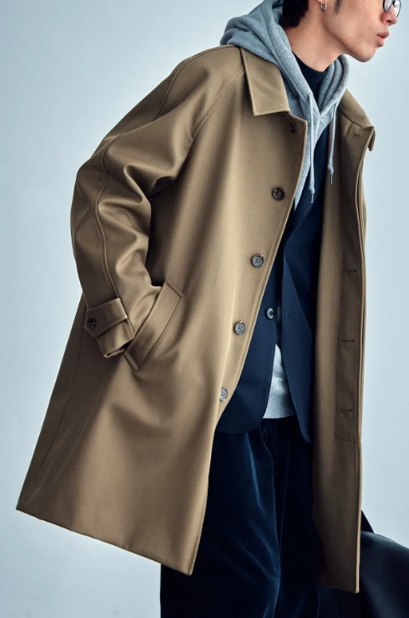 

AI NI YA new spring and autumn men's wool silhouette coat, thick windbreaker, long sleeved coat