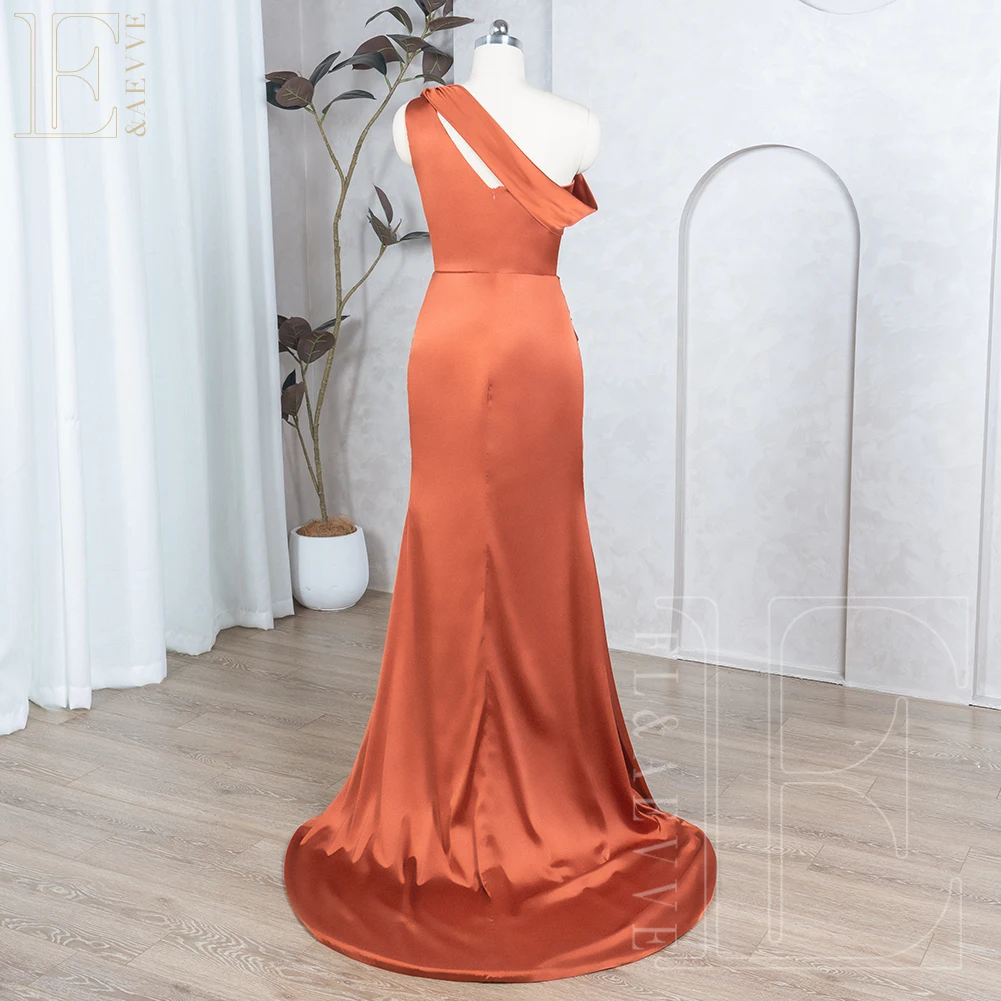 Dark Gold Satin Guest Wedding Dresses for Bridesmaid Mermaid Side Split Wedding Party Dress Elegant Gowns Weddings Evening Woman