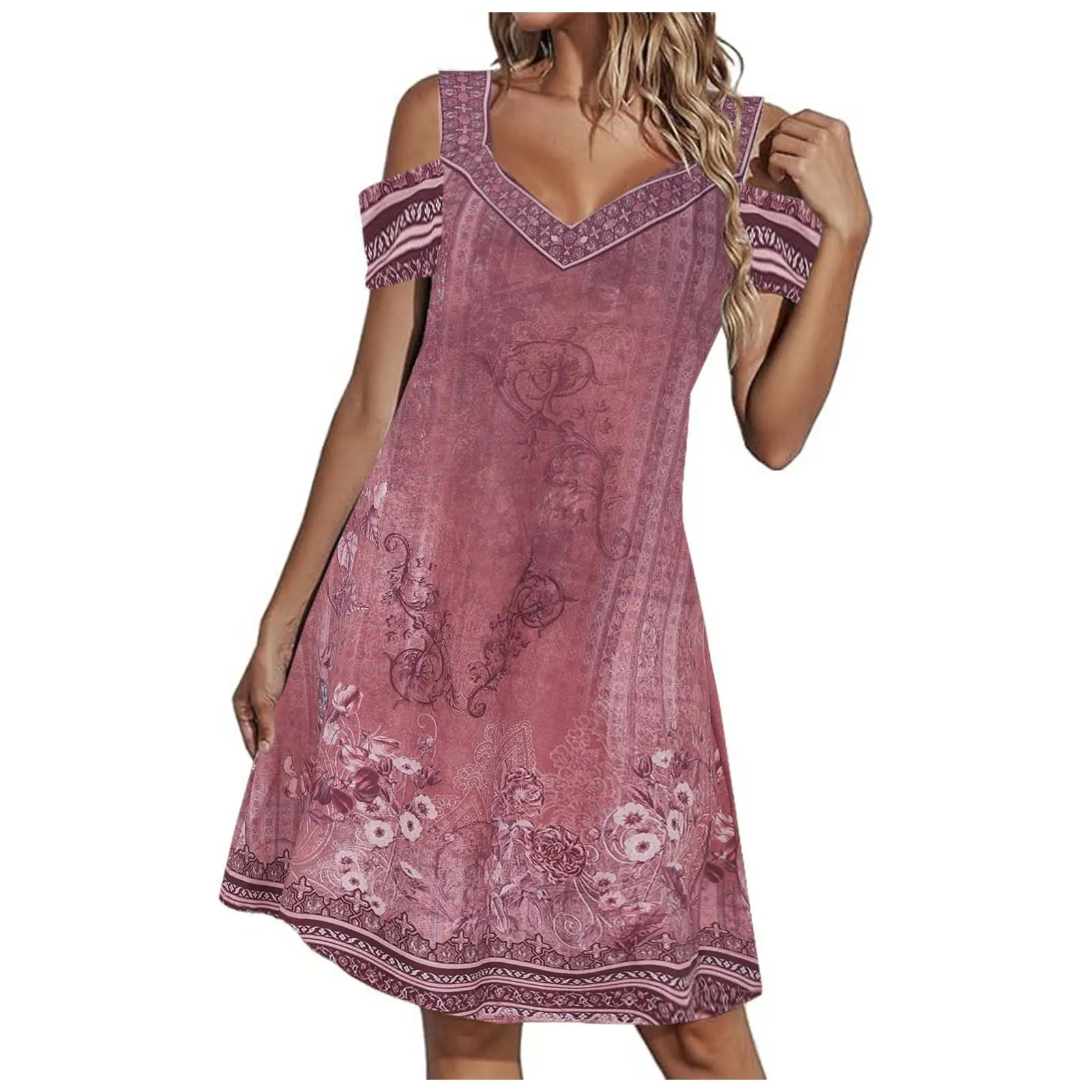 

Women's Sexy Dresses V Neck Elegant Strapless Print Slim Fit Casual Dress Ladies Fashion Solid Color Femal Clothing Vestidos