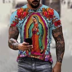 New Guadalupe Virgin Mary 3D Print T-shirt Men Woman Short Sleeve T Shirts Oversized Harajuku Streetwear Kids Tees Tops Clothing