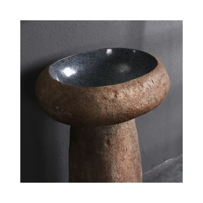 

Pebble Column Basin Natural Stone Creative Outdoor Courtyard Wash Basin Combination Designer Style Cobble Washbasin