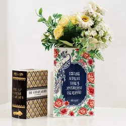 Creative Square Painted Flowers Book Ceramic Vase Flower Arrangement Art Crafts Irregular Table Vase Ornaments Home Decoration