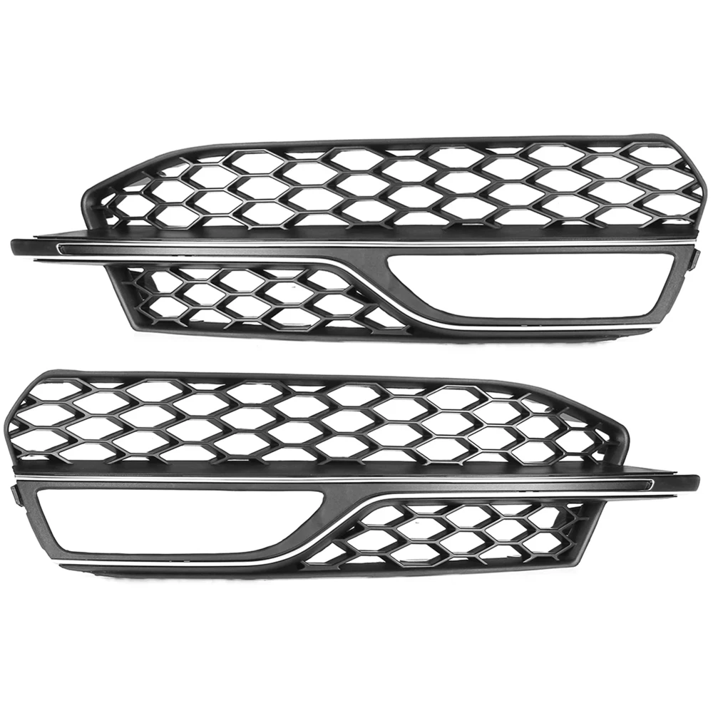 1 Pair Honeycomb Fog Light Grille Cover for Audi A3 S-Line S3 2014-2016 8V3807681 8V3807682