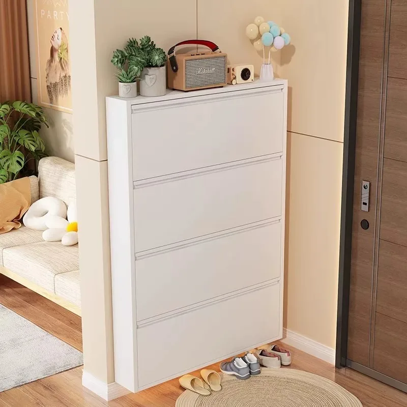 Steel Shoe Cabinet Ultra Thin Entryway Narrow Hallway Storage Shoe Rack Home Furniture Shoes Cabinet Storage Cabinet Shoe Shelf
