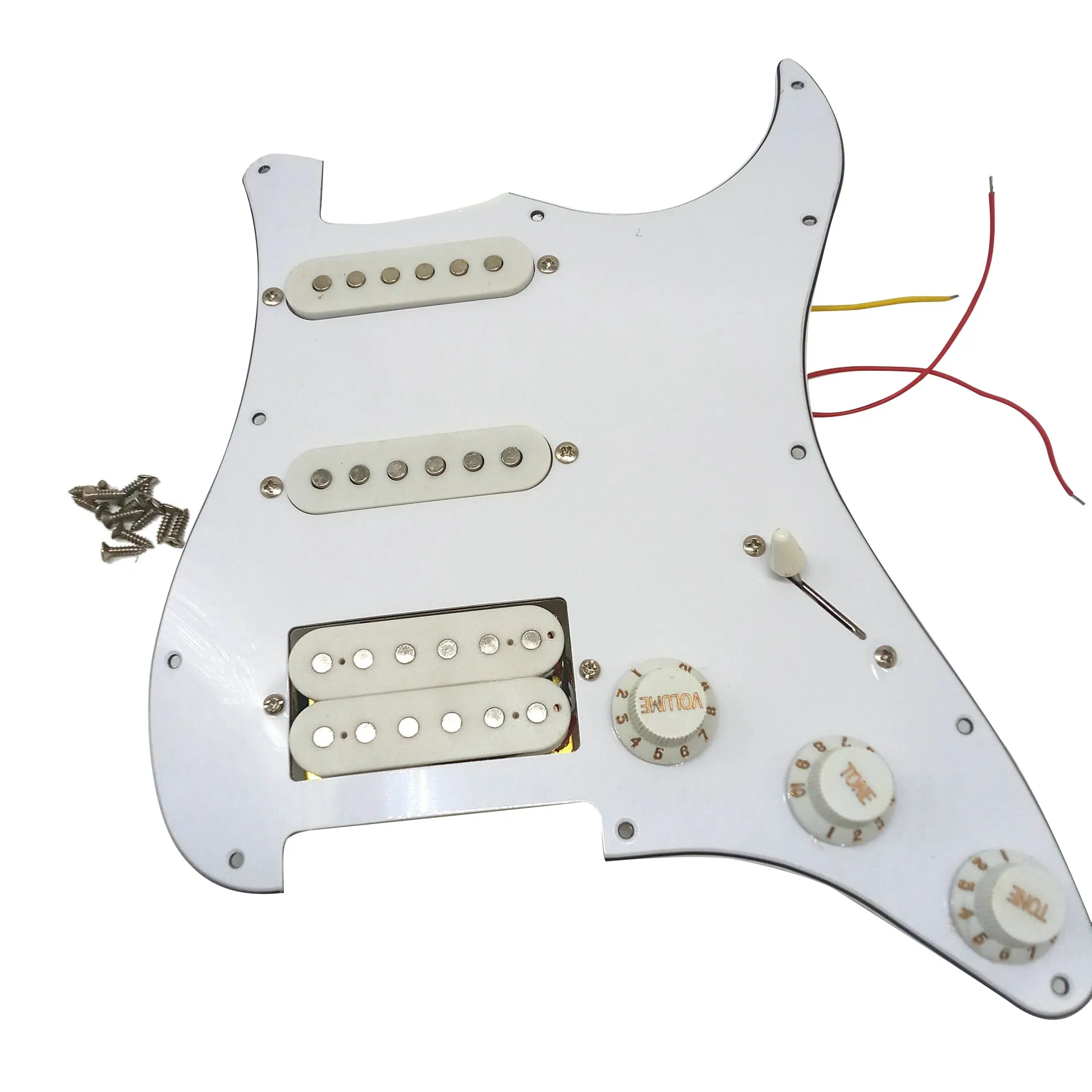 

Электрическая Гитара Pickguard Pickups загруженная Предварительно Проводная царапина в сборе 11 отверстий SSH белая