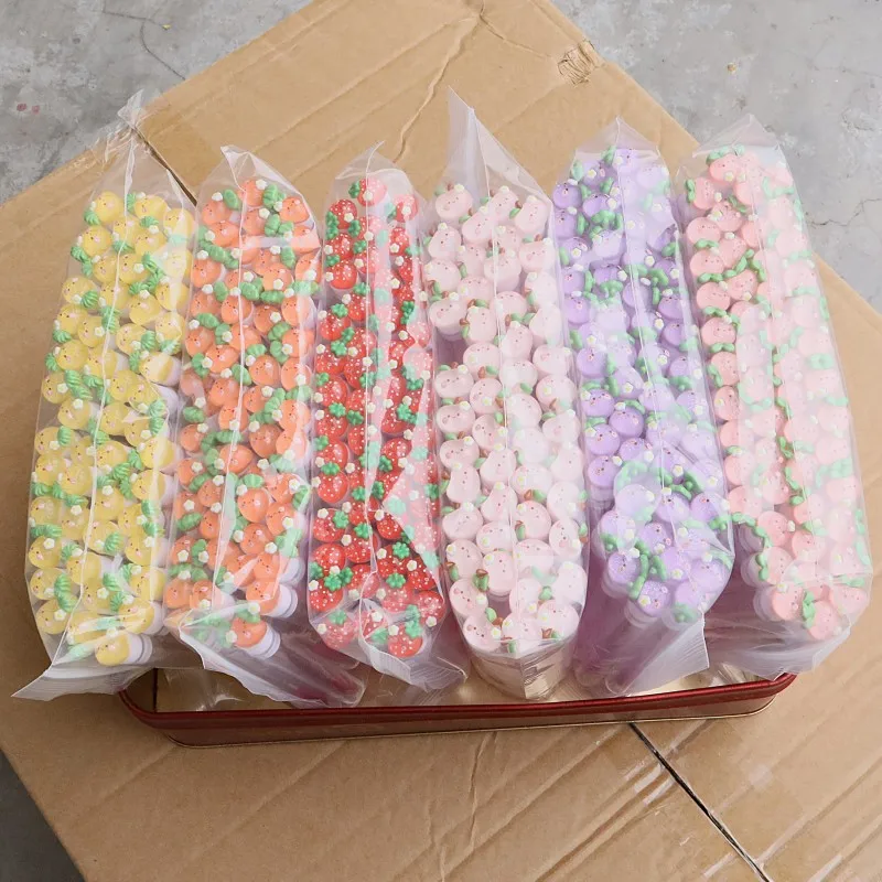 50Pcs Portable Eyelash Brush Case Eyebrow Comb Cleaning Brush Spoolie Wand Eyelash Extensions Tool Cute Fruit Mascara Brush Lash
