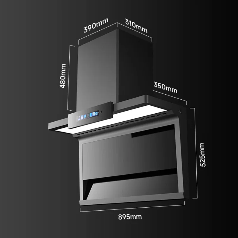English 7-shaped Range Hood Household Kitchen Range Hood Double Suction Large Suction