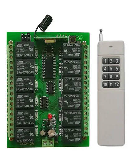 3000m DC 12V 24V 10A 12 CH 12CH RF sistema conmutador de control remoto inalámbrico transmisor + receptor/lámpara/puerta de garaje/persianas/ventana