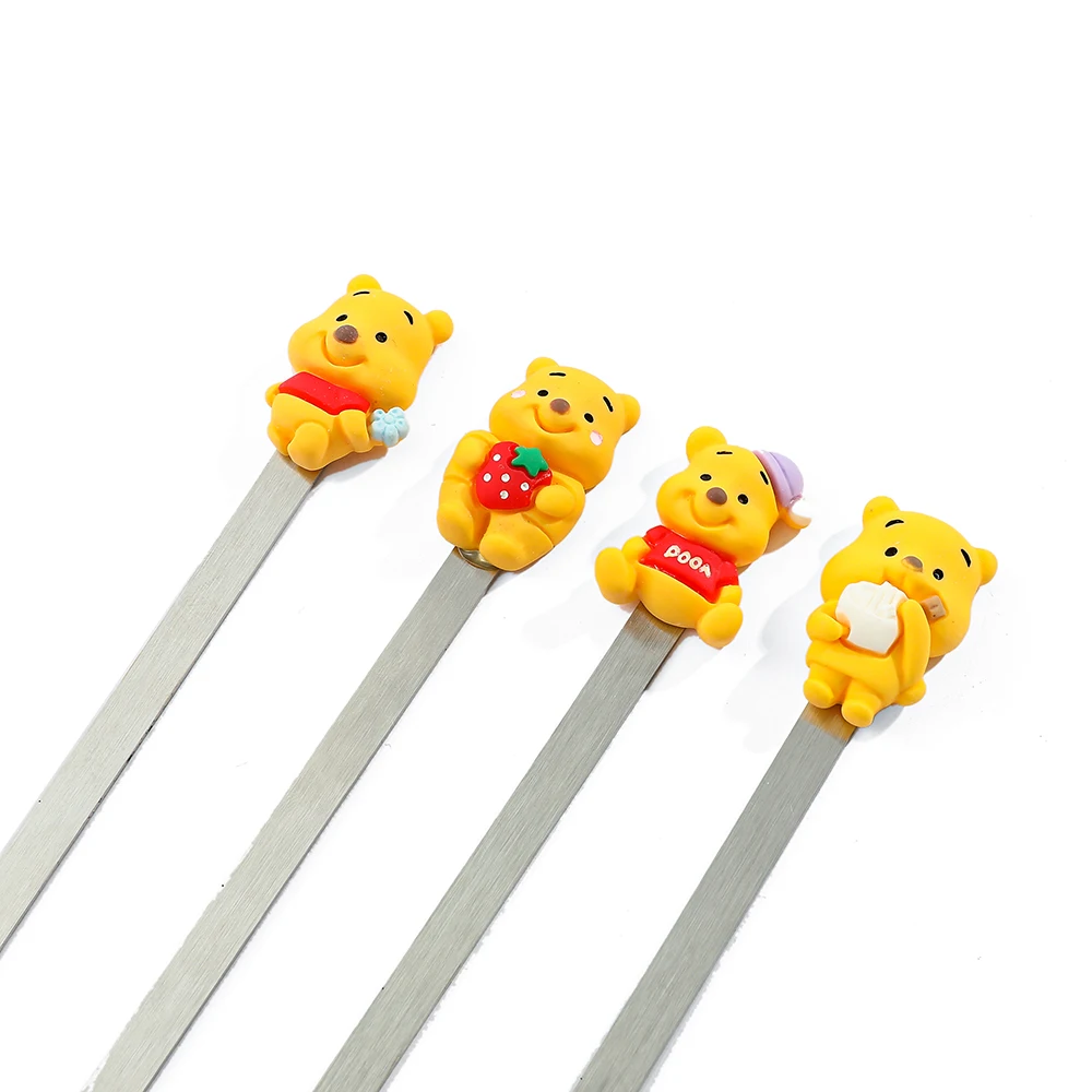 Cute Winnie Bear Bookmark Cartoon Reading Page Mark Tool Convenience Stationery for Kids Girls Reading Bookmark Stainless Steel