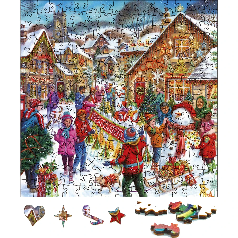 3D Wooden Puzzle Celebrate Christmas Festival Wood Puzzle Cognitive Games Gift For Adults And Children Intelligence Puzzles Toys