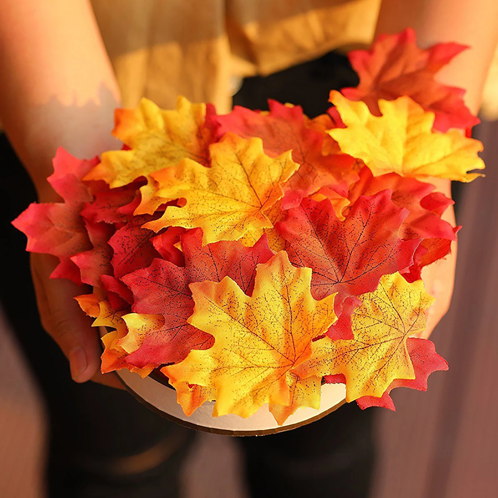 Simulation Maple Leaf Photo Scene Layout Size Decoration Creative Home Props 100 Pieces 8cm