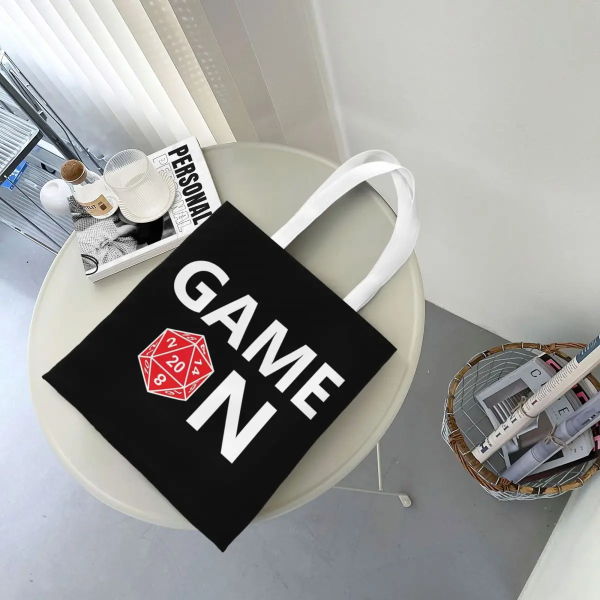 Roll Initiative Dungeon And Dragon Game Shopping Bags Canvas The Tote Bag Foldable for Girls Shoulder Tote Travel Handbag