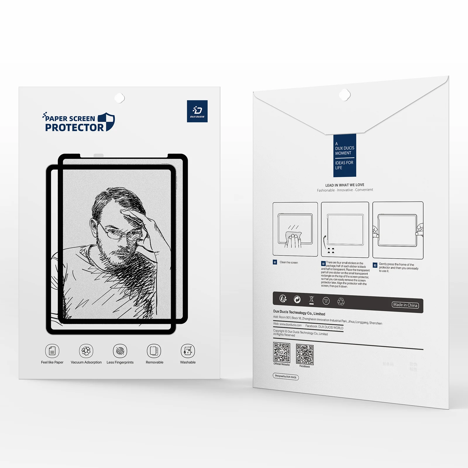 DUX DUCIS removable Circular use Paper like film For iPad Pro 11(2020) washable Stable without curling edges Screen Protector