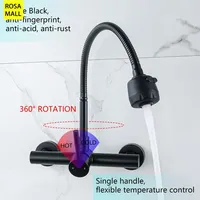 Kitchen Black Brushed Water Sink Faucet Wall Mounted 2 Models Hot&Cold Water Sink Mixer Faucet 360 Rotation Sprayer Taps