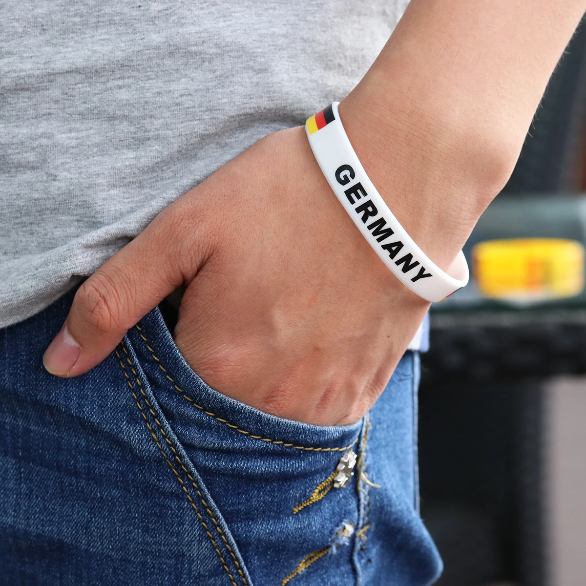 

5Pcs Eco-Friendly Silicone Wristband Soft Comfort Country Flag Bracelet Cheer For Sports Events