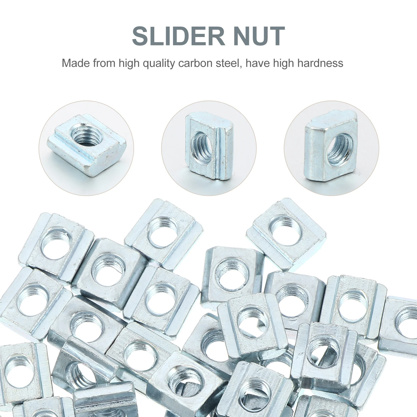 

40 Pcs Carbon Steel Metric System Silver Thread Hammer Head Sliding Slot Nuts High Hardness Rust Resistance CNC Routers