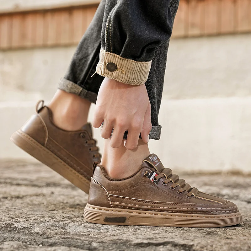 New Trendy Men's Casual Shoes Simple Men's Retro Genuine Leather Shoes Elegant Formal Commuter Work Shoes Loafers Size 39-44