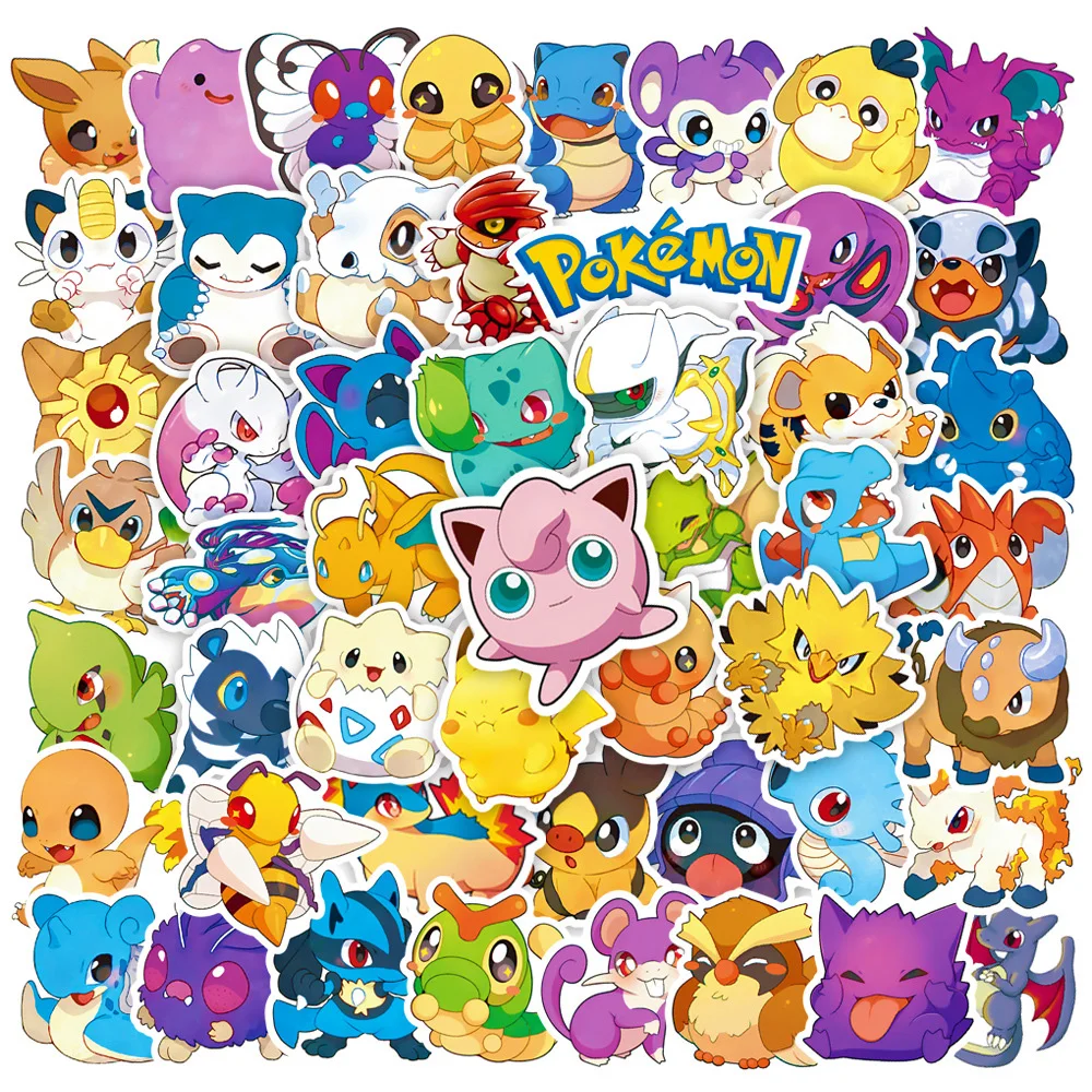 10/30/50pcs Kawaii Pokemon Stickers Cute Pikachu Jigglypuff Cartoon Sticker Toys DIY Phone Skateboard Diary Anime Graffiti Decal