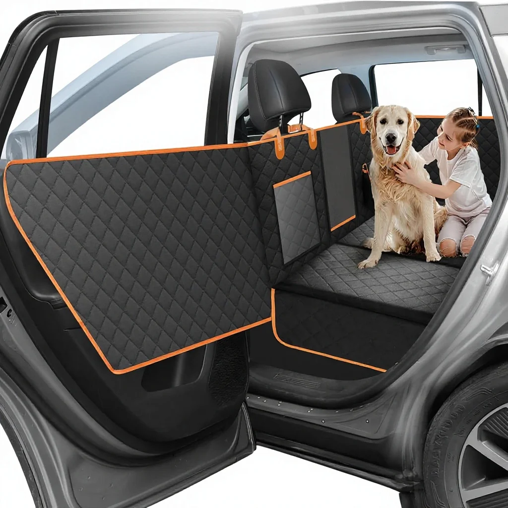 

Rear seat extender Honeycomb foam dog car seat cover 600D Oxford cloth waterproof hard bottom door protection travel