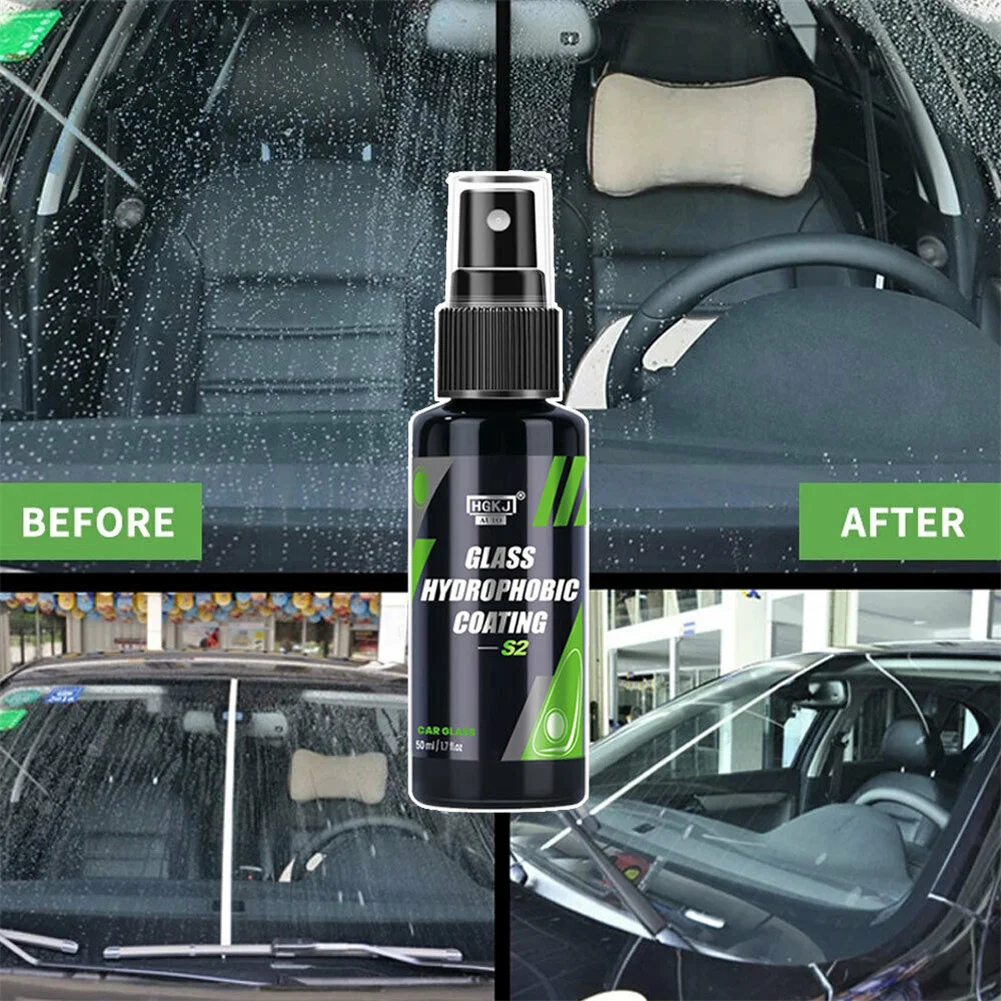 50ml HGKJ 2 Water Repellent Spray Anti Rain Coating Car Glass Hydrophobic Anti-rain Liquid Windshield Mirror Mask Auto Accessory