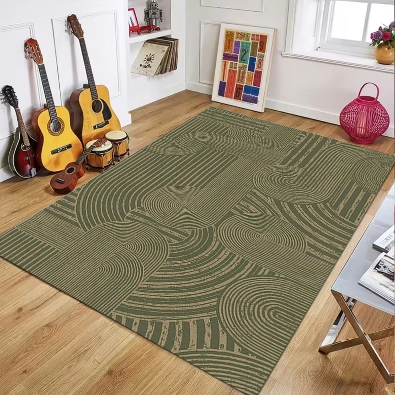 

Современный ковер в стиле бохо с геометрическим узором и полосками, нескользящий напольный коврик для дома, для гостиной и спальни в стиле середины века, минималистичный декор