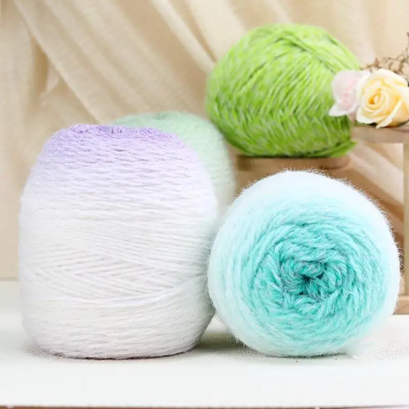 200 g/Rolle, praktisches Wollgarn mit Farbverlauf, mehrfarbig, zum Handarbeiten, zum Häkeln, weiches DIY-Strickgarn für Mützen und Pullover. – Detail 4