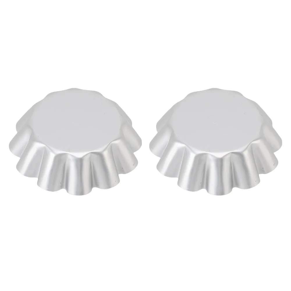 12PCS Aluminum Alloy Flower Pudding Mold Flower Shaped Easy Release Surface Fluted Cake Mold Silver Fluted Wave Edge Jelly Mold