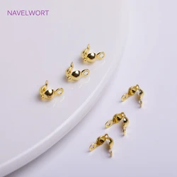 18k banhado a ouro duplo copo ponta do grânulo, metal de bronze 3.2mm calotte crimp ponta do grânulo nó capa diy jóias fazendo descobertas por atacado