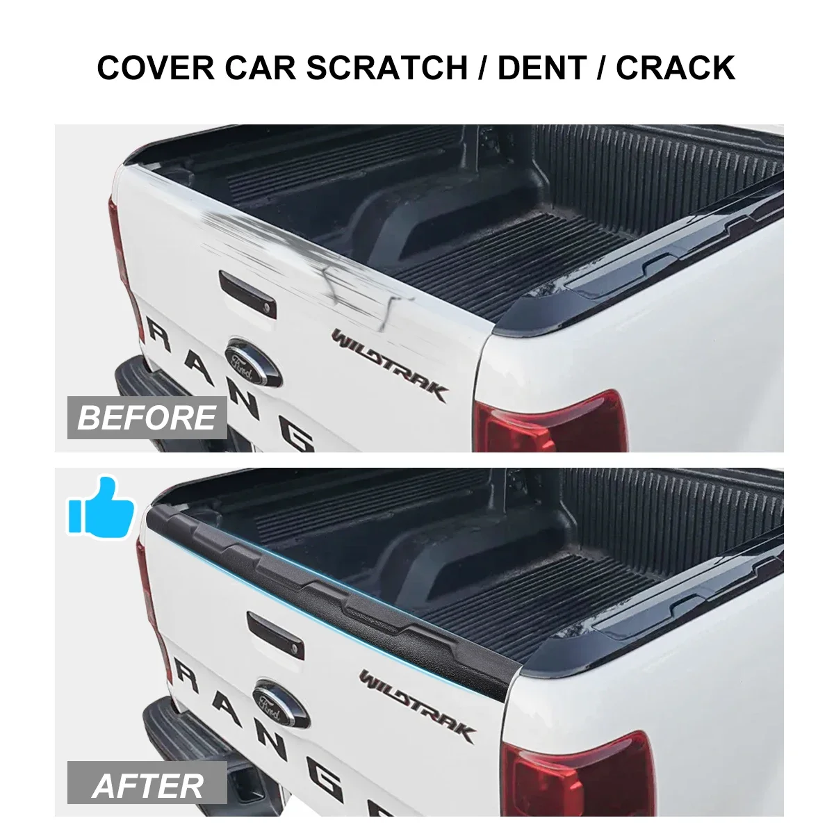 Car Tail Gate Truck Trim Guard Tailgate Cover for Ford Ranger Wildtrak 2012 -2022 T6 T7 T8 XLT XLS XL Load Bed Rail Protector