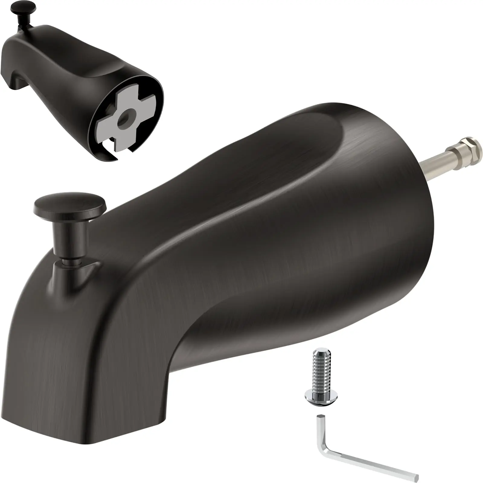 

Oil Rubbed Bronze Slip-On Bathtub Spout With Pull-Up Diverter For 1/2 Inch Copper Pipe, 5 Inch Length, 5/8 Inch Diameter