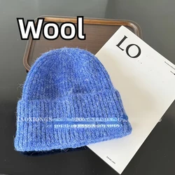 Wool Warm Winter Hat for Woman Big Head  Soft Beanies Female Thick  Knitted Cashmere Hat Unisex Skiing Ski Outdoor Cap