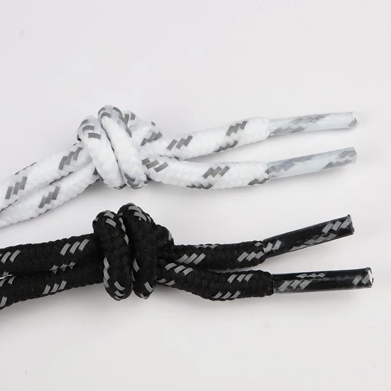 1 Pair 4.5MM Luxury Light Reflective Shoelace Luminous Charmed Ropes for Night Running Jogging Table Tennis Black White Cordones